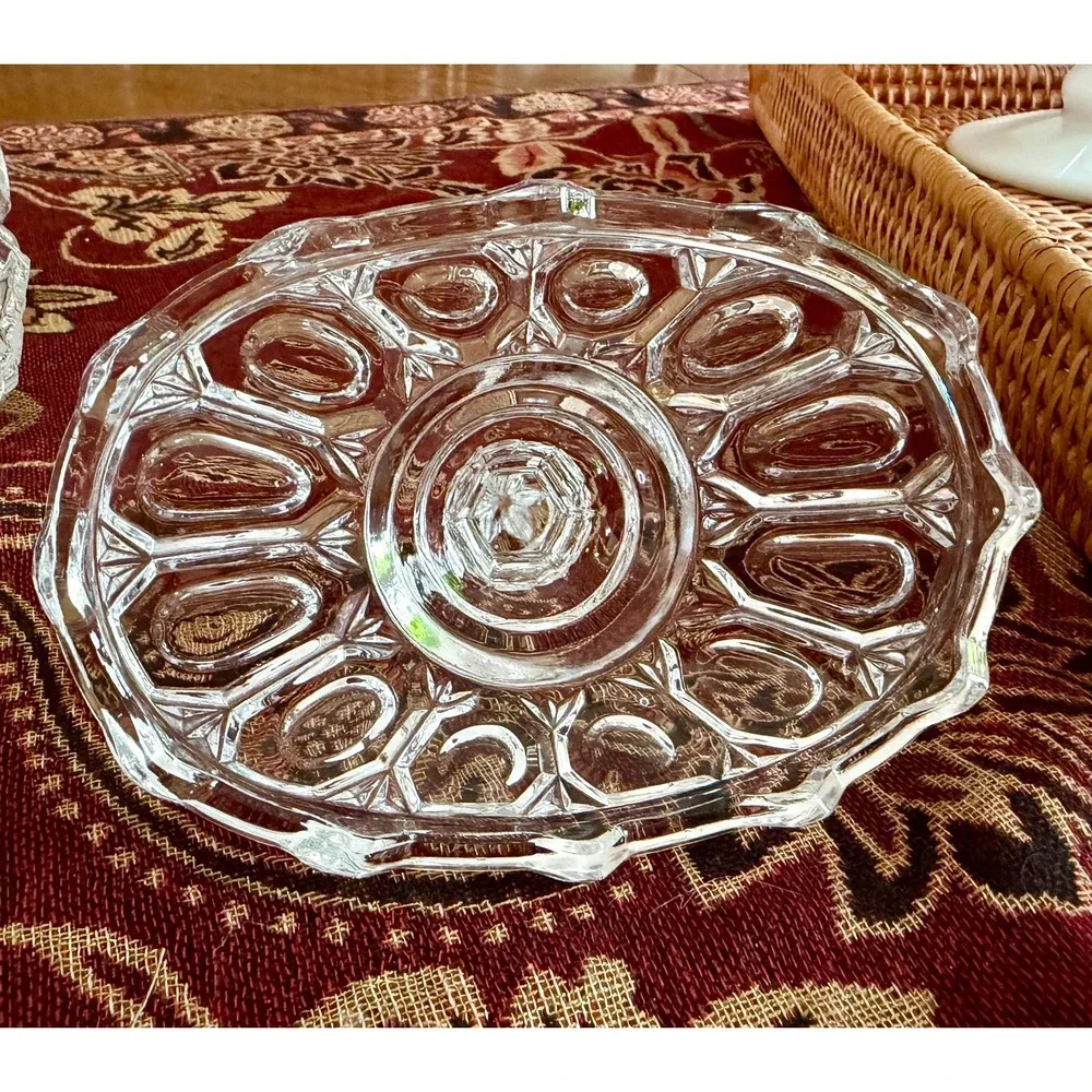 Vintage Pressed Glass Candy Dish with Lid | Frosted Floral Pedestal Compote